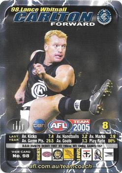 2005 Team Zone AFL Team #98 Lance Whitnall Front